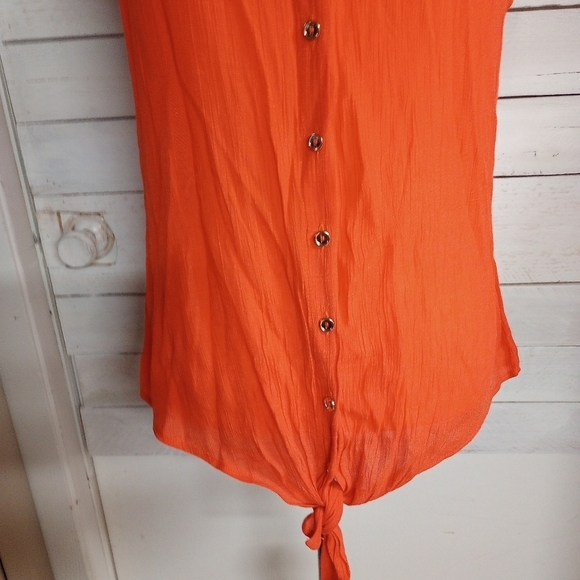 Perseption Concept Women's Large Orange Sleeveless Lightweight Blouse Spring - Picture 3 of 11